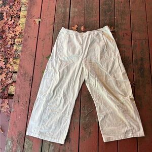 Pilcro Cream Elastic-Waist Barrel Leg Pants